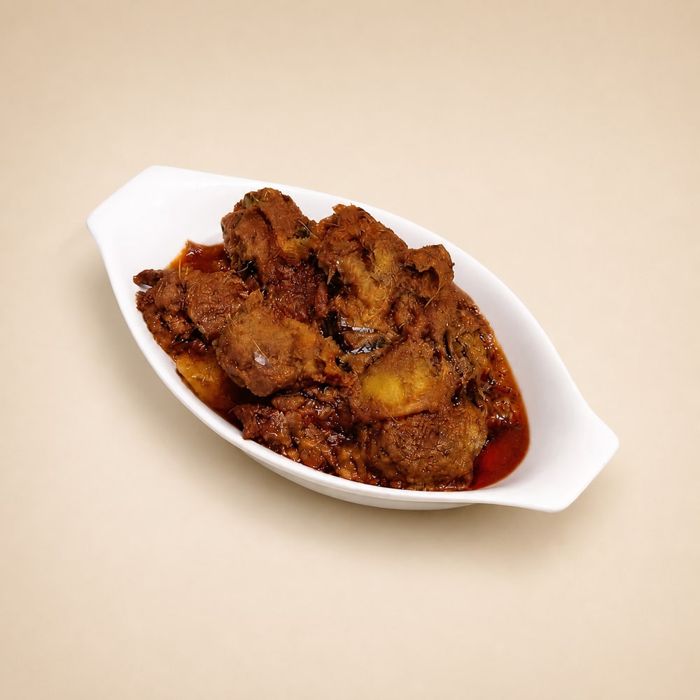 Vegetarian rendang mutton served with rice